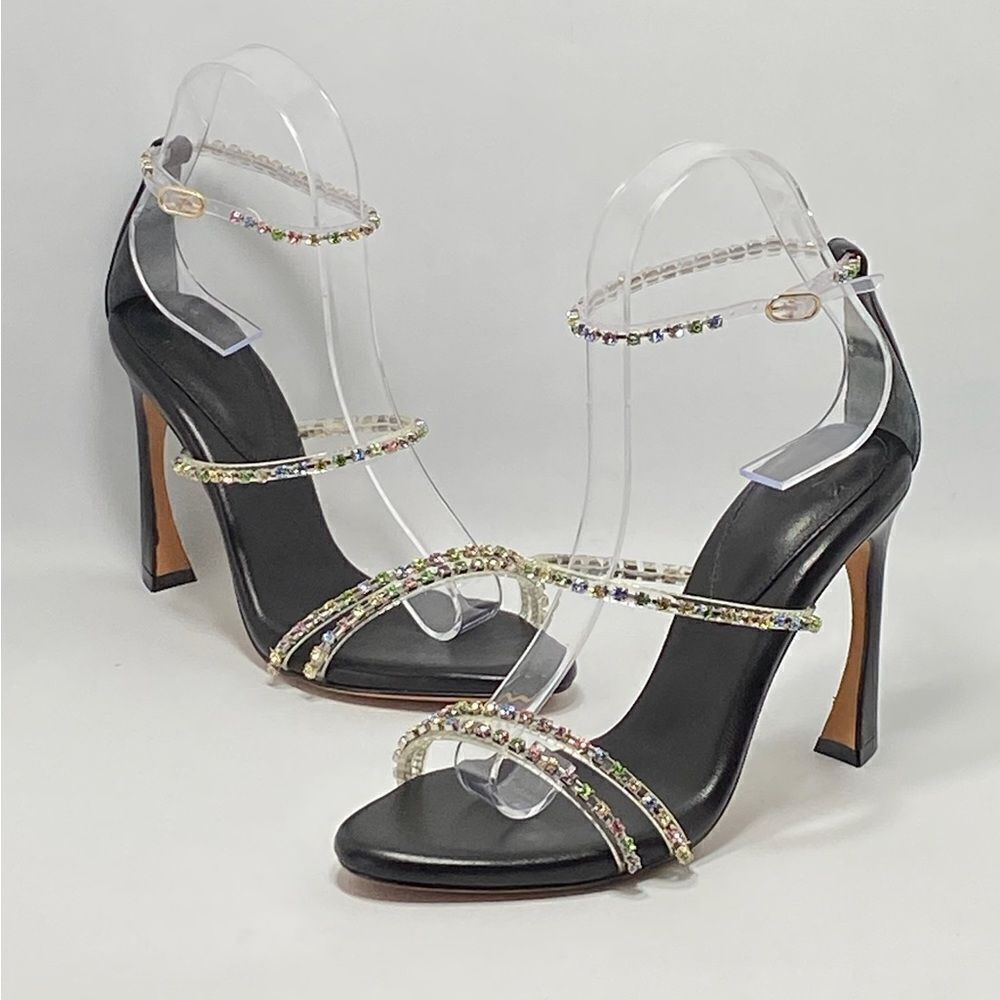 Alexandre Birman Dolores 100 Black & Sparkling Straps Sandal size 36.5